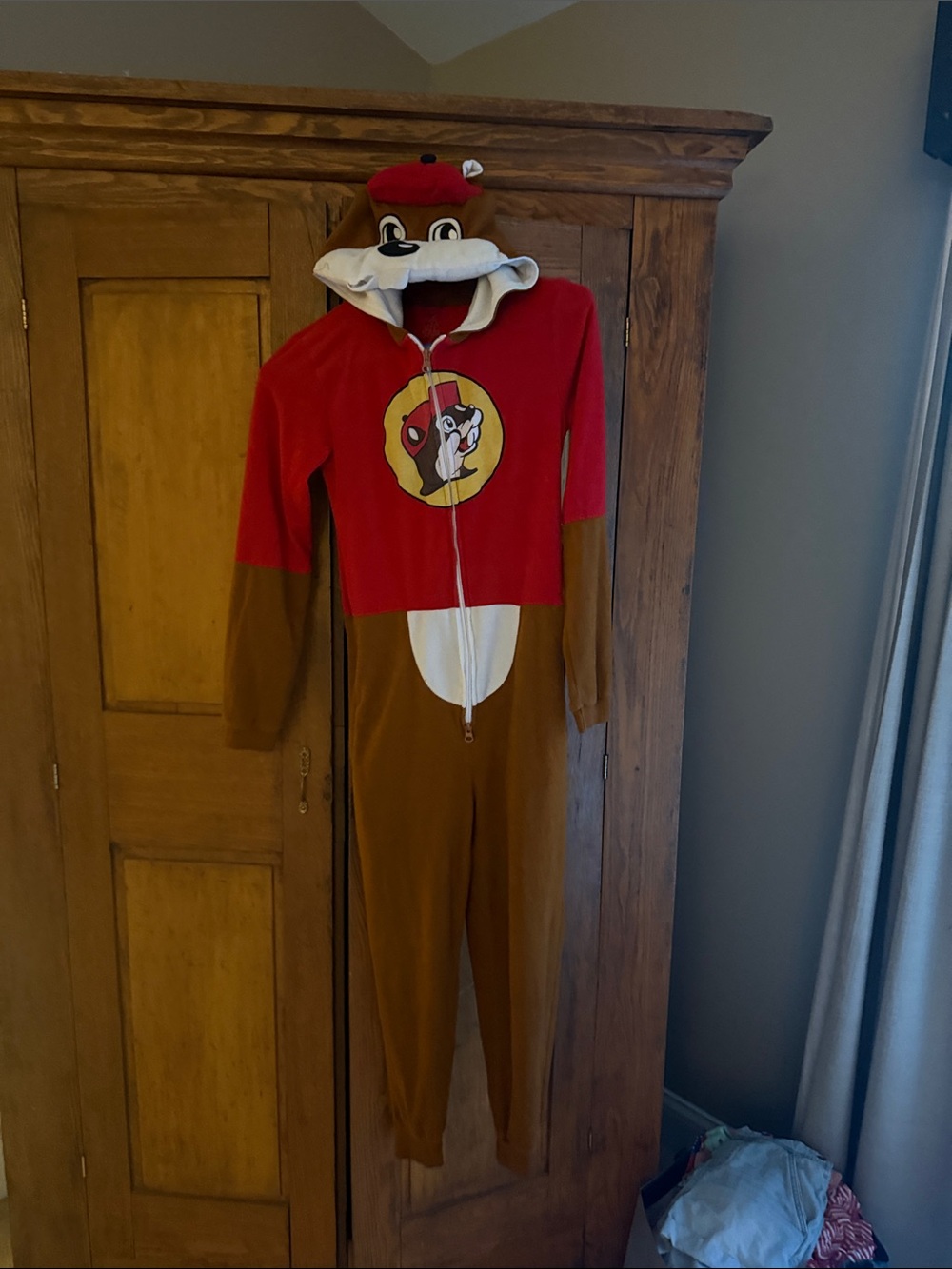 Kids Red and Brown Chipmunk Hooded One-Piece Costume